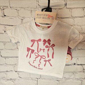 Messy Bun Just Chillin Bow T-shirt & Skirt Set